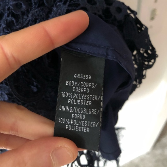 Monique Lhuillier Off The Shoulder Lace Midi Dress in Navy Blue Size 4 Lined - Picture 9 of 16